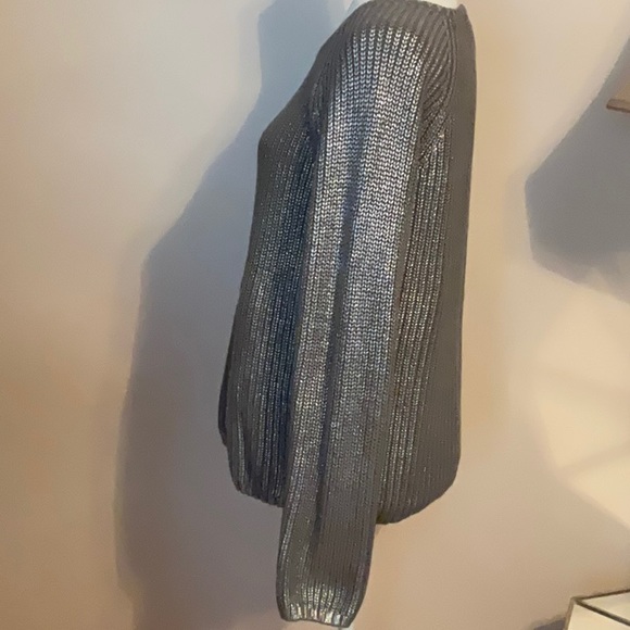 CHICO’S-LIKE NEW-BEAUTIFUL PEWTER LONG-SLEEVE COTTON SWEATER. Washable-Sz1=Sz 10 - Picture 4 of 7